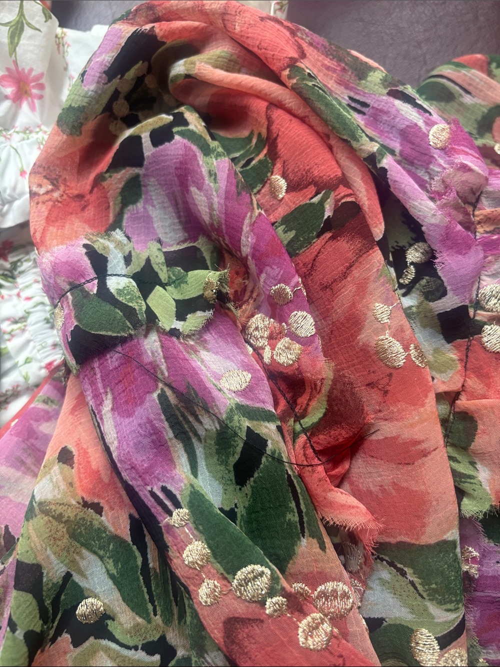 Aqua Floral Maxi Dress - Black with Pink & Coral Flowers - Picture 5 of 5